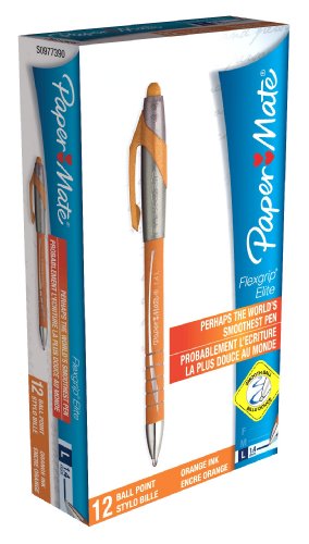Paper Mate Flexgrip Elite Kugelschreiber, mittelgroße Spitze, blau 12er-Pack orange von PAPER MATE