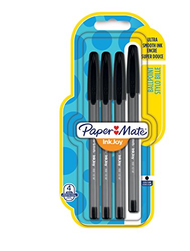 Paper Mate InkJoy 100 CAP Capped Kugelschreiber, mittlere Schreibspitze, 1,0mm, schwarz, 4er-Pack (1956716) von PAPER MATE