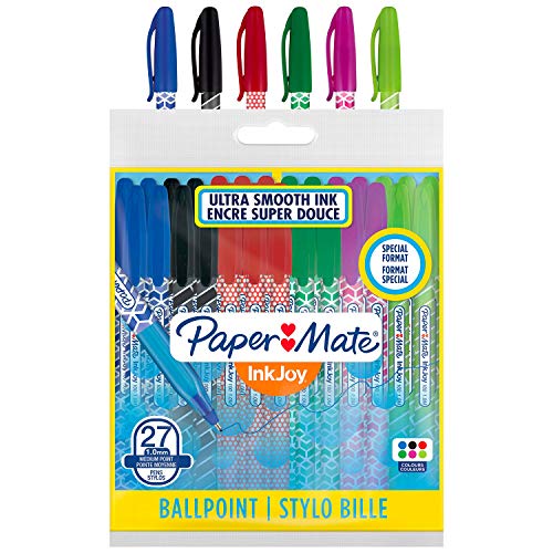 PAPER MATE InkJoy 100ST Wrap-Kugelschreiber | mittlere Spitze (1,0 mm) | farblich sortiert | 27 Stück von PAPER MATE