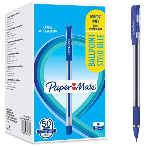 Paper Mate Kugelschreiber | Komfortgriff | feine Spitze (0,7 mm) | blau | 50 Stück von PAPER MATE