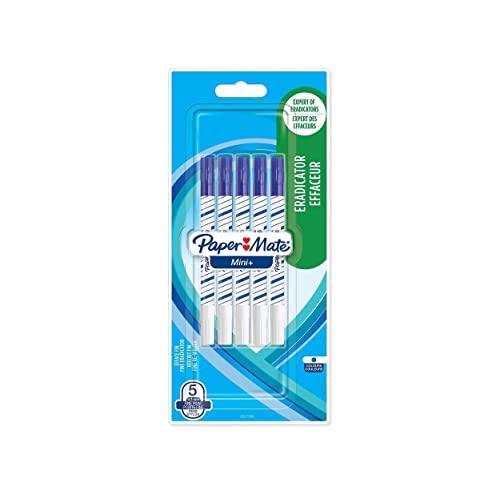 PAPER MATE Mini+ Tintenkiller, feine Schreibspitze, Blau, 5er-Packung von PAPER MATE