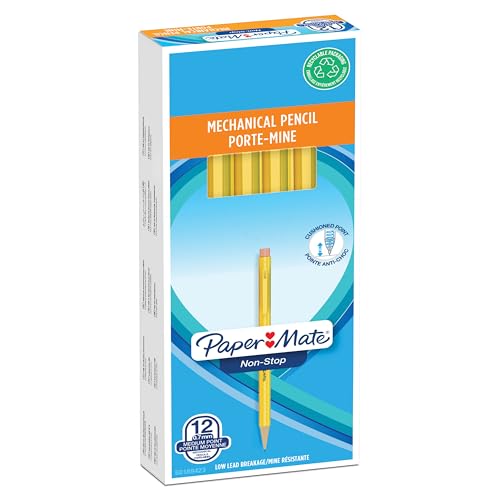 Paper Mate Non Stop-Druckbleistift | 0,7 mm | HB 2 | gelber Schaft | 12 Stück von PAPER MATE