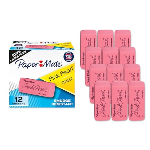 Paper Mate Pink Pearl Radiergummis, groß, 12 Stück von PAPER MATE