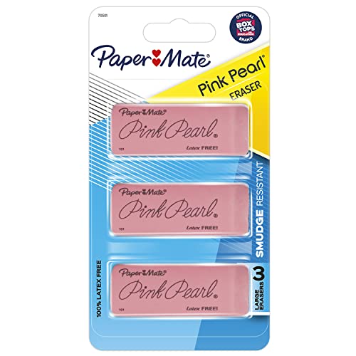 Paper Mate Pink Pearl Radiergummis, groß, 3 Stück von PAPER MATE