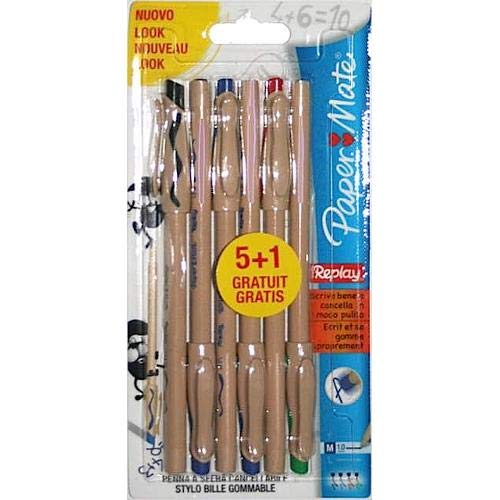 Paper Mate Replay Max radierbarer Kugelschreiber, mittlere Spitze, 1,0 mm, verschiedene Standardfarben, 5 Stück + 1 Stück Paper Mate Replay Max radierbarer Kugelschreiber, mittlere Spitze, 1,0 mm, verschiedene Standardfarben, 5 Stück + 1 Stück von PAPER MATE
