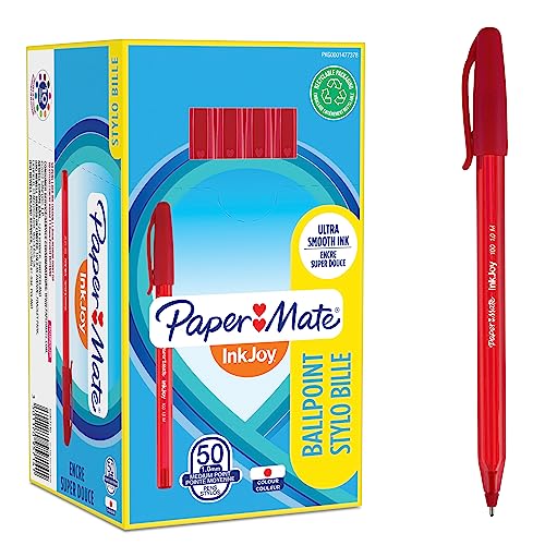 Paper Mate InkJoy 100ST Kugelschreiber - mittlere Spitze (1,0 mm) - Rot - 50 Stück von PAPER MATE