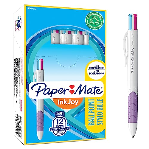 Paper Mate InkJoy Quatro 4-Farben Kugelschreiber | mittlere Schreibspitze, (1,0 mm) | gemischte Sonderfarben | 12 Stück von PAPER MATE