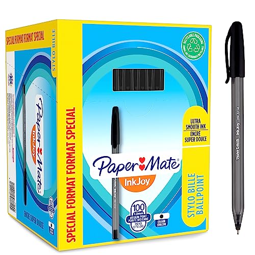 PAPER MATE InkJoy 100ST Kugelschreiber | mittlere Spitze (1,0 mm) | Schwarz | 100 Stück von PAPER MATE