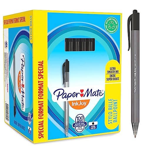 PAPER MATE InkJoy 100RT Retractable Kugelschreiber, mittlere Spitze (1,0 mm), Schwarz, 100 Stück von PAPER MATE