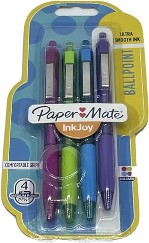 PaperMate Inkjoy 1968178 Kugelschreiber-Set, ultraglatte Tinte, Magenta, Limette, Türkis und Violett von PAPER MATE