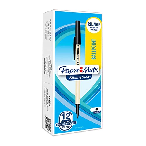 PaperMate Kilometrico Medium Kugelschreiber schwarz 12 Stück von PAPER MATE