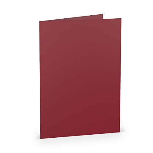 PAPERADO 200 Faltkarten DIN A5 - Rosso gerippt Dunkel-Rot - 220 g/m² - 14,8 x 21 cm - Blanko Doppelkarten Klappkarten Einladungskarten von PAPERADO