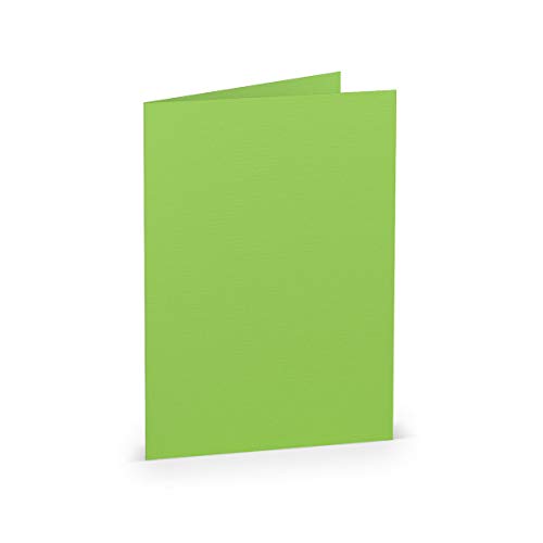PAPERADO 25 Faltkarten DIN B6 - Apple gerippt Apfel-Grün - 220 g/m² - 12 x 16,9 cm - Blanko Doppelkarten Klappkarten Basteln Einladungskarten von PAPERADO