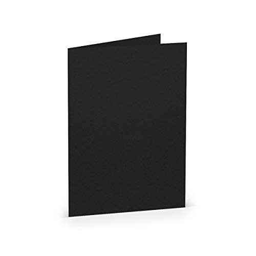 PAPERADO 25 Faltkarten DIN B6 - Schwarz gerippt - 220 g/m² - 12 x 16,9 cm - Blanko Doppelkarten Klappkarten Basteln Einladungskarten von PAPERADO