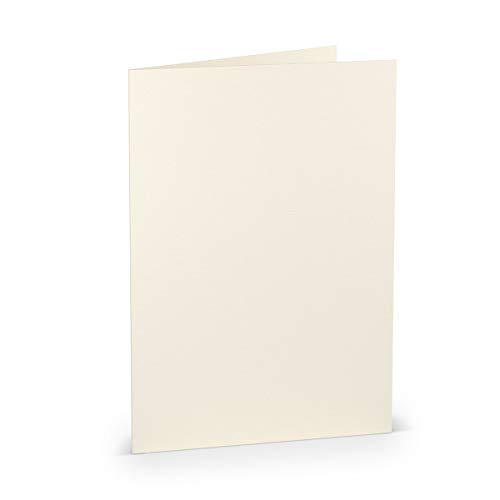 PAPERADO 250 Faltkarten DIN A5 Ivory gerippt Creme - Doppelkarten vorgefaltet blanko 220 g/m² - 14,8 x 21 cm - Klappkarten Basteln Einladungskarten Hochzeit Kommunion von PAPERADO