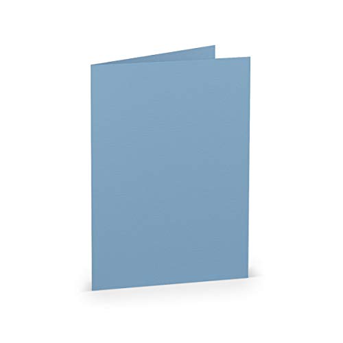 PAPERADO 300 Faltkarten DIN B6 - Dunkelblau gerippt Hell-Blau - 220 g/m² - 12 x 16,9 cm - Blanko Doppelkarten Klappkarten Basteln Einladungskarten von PAPERADO