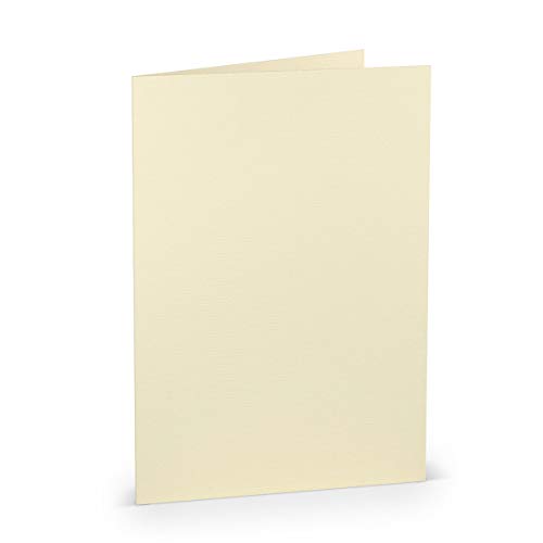 PAPERADO 50 Faltkarten DIN A5 - Chamois gerippt Creme Beige - 220 g/m² - 14,8 x 21 cm - Blanko Doppelkarten Klappkarten Einladungskarten von PAPERADO