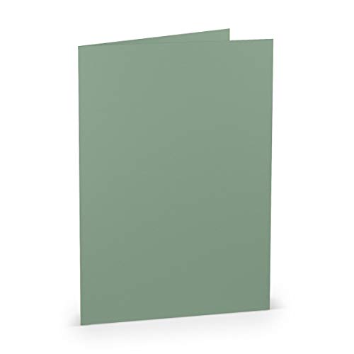 PAPERADO 50 Faltkarten DIN A5 - Eucalyptus gerippt - 220 g/m² - 14,8 x 21 cm - Blanko Doppelkarten Klappkarten Einladungskarten von PAPERADO