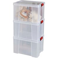 3 PAPERFLOW CLIP`N STORE Aufbewahrungsboxen 45,0 l transparent 50,0 x 39,0 x 32,5 cm von PAPERFLOW