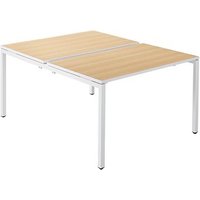 PAPERFLOW easyDesk Doppelschreibtisch buche rechteckig, 4-Fuß-Gestell weiß 120,0 x 166,0 cm von PAPERFLOW