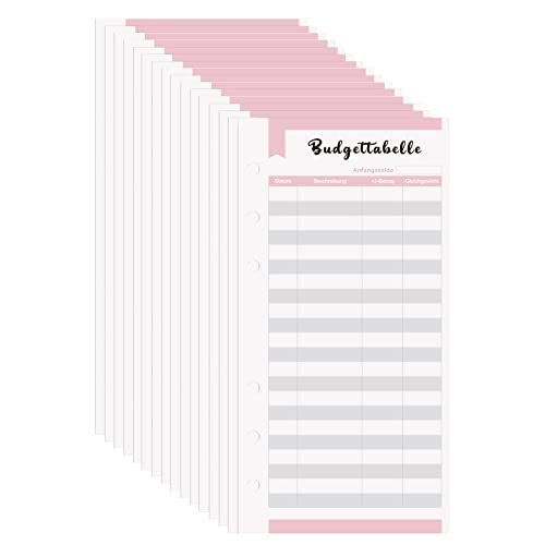 PAPERKIDDO Budget Planner Deutsche, 96 Stück Budget Binder A6, 6 Löcher A6 Budget Blätter, Geld Organizer Deutsch Budgetplaner Budget Sheets Zubehör für Binder Notebook von PAPERKIDDO