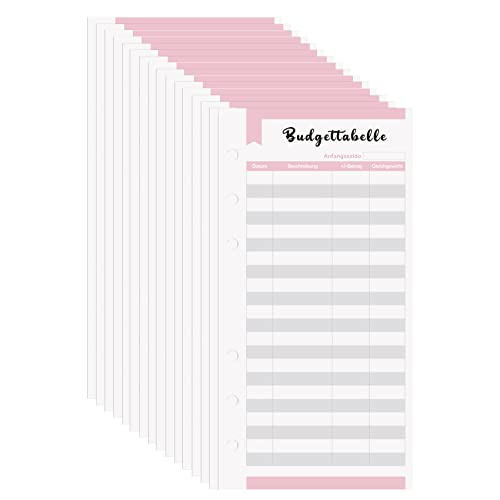 PAPERKIDDO Budget Planner Deutsche, 96 Stück Budget Binder A6, 6 Löcher A6 Budget Blätter, Geld Organizer Deutsch Budgetplaner Budget Sheets Zubehör für Binder Notebook von PAPERKIDDO