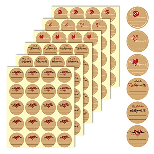 PAPERKIDDO 600 Stück Etiketten Selbstklebend, Aufkleber zum Beschriften Kraftpapier Aufkleber Selbstgemacht Aufkleber Marmeladenglas Rund für Backen, Geschenktüten, Briefumschlag Dekor (3.8cm) von PAPERKIDDO