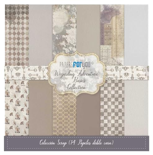 Papers For You Collection 14 doppelseitiges Scrap-Papier, 180 g, 30,5 x 30,5 cm (Wizarding Adventure Basics) von PAPERSFORYOU