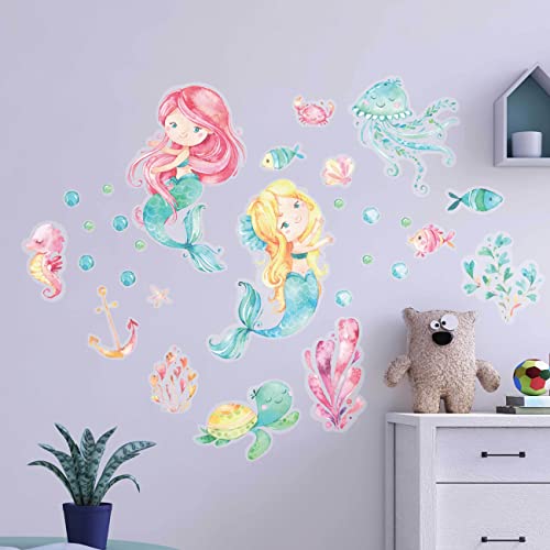 Papierdrachen Wandtattoos - 8 Bögen mit Wandstickern für Kinder - Kinderzimmer Dekoration - Wand Deko - Meerjungfrau - 22 x 30 cm je Bogen - für Jungen und Mädchen - Set 1 Papierdrachen Wandtattoos - 8 Bögen mit Wandstickern für Kinder - Kinderzimmer Dekoration - Wand Deko - Meerjungfrau - 22 x 30 cm je Bogen - für Jungen und Mädchen - Set 1 von Papierdrachen