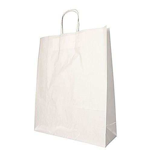 25 Tragetaschen/Papiertüten 40 x 32 x 12 cm weiss mit gedrehtem Tragegriff von PAPSTAR