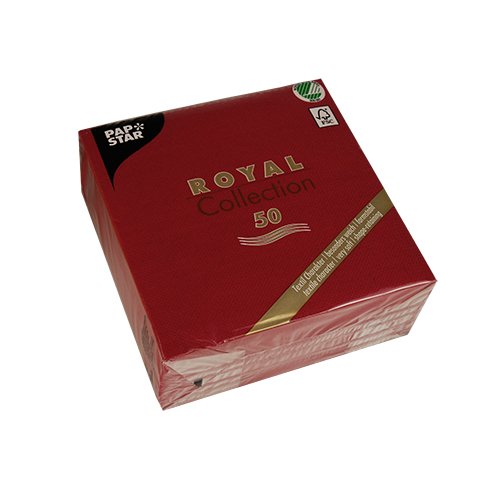 50 Servietten "ROYAL Collection" 1/4-Falz 33 cm x 33 cm bordeaux 82243 Papstar Premium stoffähnlich hochwertig Qualität stabil gute Faltbarkeit von PAPSTAR