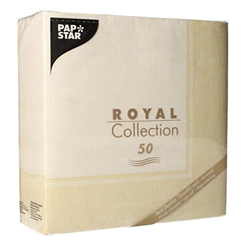50 Servietten "ROYAL Collection" 1/4-Falz 40 cm x 40 cm champagner "Linum" von PAPSTAR
