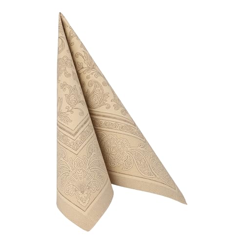 50 Servietten 'ROYAL Collection' 1/4-Falz 40 cm x 40 cm sand 'Ornaments' von PAPSTAR