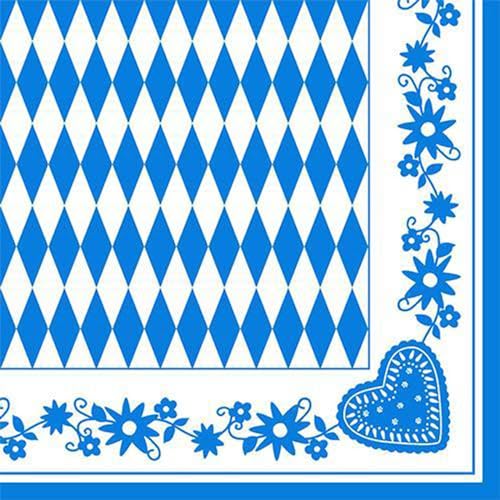 Oktoberfest 250 Servietten 1/4-Falz 40x40cm "Bayrisch Blau" von PAPSTAR