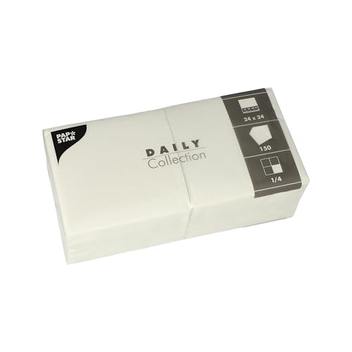 PAPSTAR, 150 Servietten "DAILY Collection" 1/4-Falz 24 cm x 24 cm weiss PAPSTAR, 150 Servietten "DAILY Collection" 1/4-Falz 24 cm x 24 cm weiss von PAPSTAR