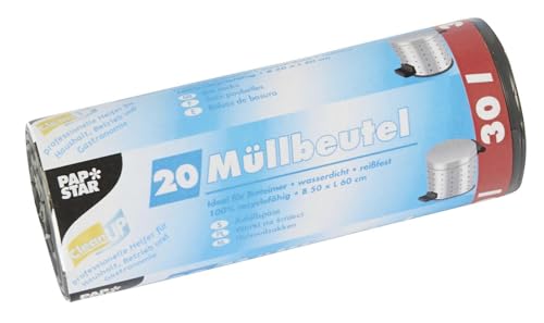 PAPSTAR 12065 Müllbeutel, 30 Liter, HDPE-Folie grau von PAPSTAR