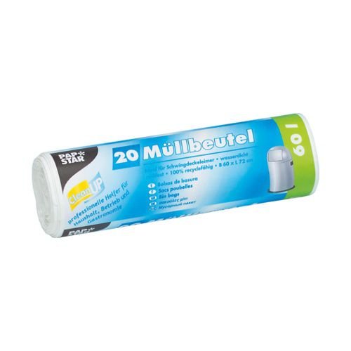 PAPSTAR 12334 Müllbeutel, 60 Liter, HDPE-Folie weiß von PAPSTAR