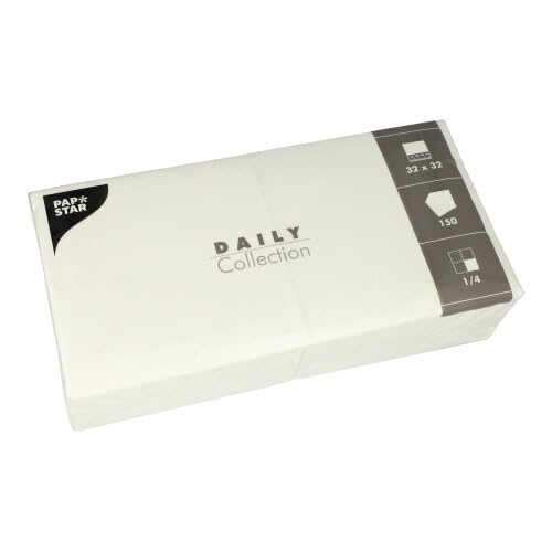 PAPSTAR 150 Servietten 'Daily Collection' 1/4-Falz 32 cm x 32 cm Weiss PAPSTAR 150 Servietten 'Daily Collection' 1/4-Falz 32 cm x 32 cm Weiss von PAPSTAR