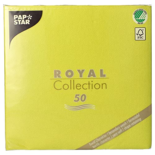 PAPSTAR 50 Servietten ROYAL Collection 1/4-Falz 40 cm x 40 cm limonengrün, Sie erhalten 50 Stück von PAPSTAR