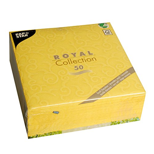 Papstar, 50 Servietten "ROYAL Collection" 1/4-Falz 40 cm x 40 cm gelb "Casali", #84881 von PAPSTAR
