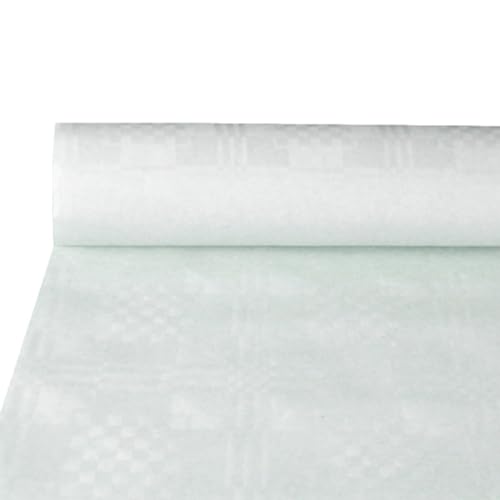 Papstar 18546, Papiertischtuch mit Damastprägung 10 m x 1,2 m weiss von PAPSTAR