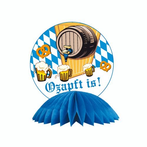 Papstar Tischaufsteller Ø 20 cm · 22 cm "Ozapft is!" Oktoberfest-Dekoration bayerische Wiesn Bayrisch Blau von PAPSTAR