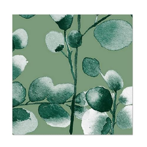 Tisch Deko Serviette-n Eucalyptus Eukalyptus grün 33 x 33cm, 20 Stück-Packung umwelt-freundlich-e Tissue-Serviette mit Dekor, Farben auf Wasserbasis, ohne optische Aufheller FSC®-zertifiziert von PAPSTAR