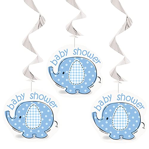 PAPSTAR NEU Girlanden spiralförmig/Deckenhänger mit Elefant für Baby Shower Dekoration, weiß/blau, Länge: ca. 66 cm, 3 Stück PAPSTAR NEU Girlanden spiralförmig/Deckenhänger mit Elefant für Baby Shower Dekoration, weiß/blau, Länge: ca. 66 cm, 3 Stück von PAPSTAR