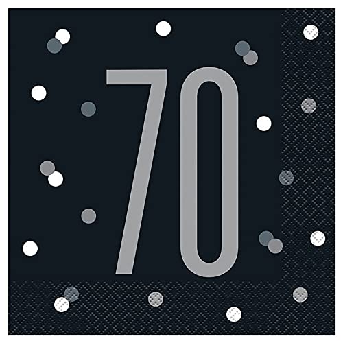 WOOOOZY NEU Servietten 70. Geburtstag, schwarz-grau, Größe: ca. 33 x 33 cm, 16 Stück von PAPSTAR