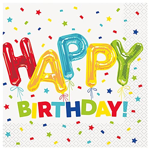 WOOOOZY NEU Servietten Happy Birthday, Kindergeburtstag, Design Folienballon bunt, Größe: ca. 33 x 33 cm, 16 Stück von PAPSTAR
