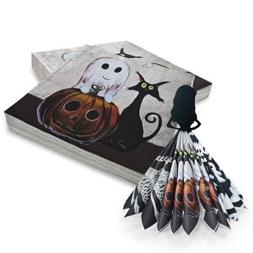 36 Stück Halloween Servietten 3-Lagig Servietten Halloween Tischdeko Kürbis Geist Kätzchen Papierservietten 33 x 33 cm Halloween Paper Napkins Party Deko 36 Stück Halloween Servietten 3-Lagig Servietten Halloween Tischdeko Kürbis Geist Kätzchen Papierservietten 33 x 33 cm Halloween Paper Napkins Party Deko von PAPU