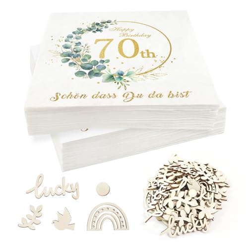 Servietten 70 Geburtstag,32 Stück Geburtstags Servietten 'Schön Dass Du Da Bist mit Konfetti,3-Lagig Happy Birthday Servietten für 70 Geburtstag Deko Party Mann Frau Servietten 70 Geburtstag,32 Stück Geburtstags Servietten 'Schön Dass Du Da Bist mit Konfetti,3-Lagig Happy Birthday Servietten für 70 Geburtstag Deko Party Mann Frau von PAPU
