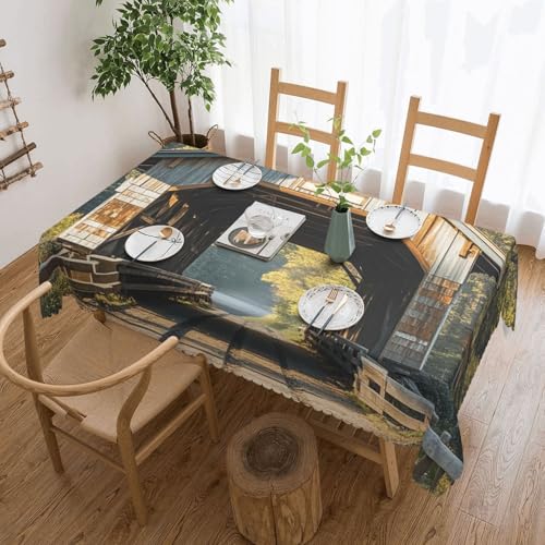 PAQOLSMCKR Tischdecke, rechteckig, 137 x 182 cm, Albany, abgedeckte Brücke, Tischdecken, wasserdicht, auslaufsicher, knitterfrei, dekorative Tischdecke für Küche, Camping PAQOLSMCKR Tischdecke, rechteckig, 137 x 182 cm, Albany, abgedeckte Brücke, Tischdecken, wasserdicht, auslaufsicher, knitterfrei, dekorative Tischdecke für Küche, Camping von PAQOLSMCKR