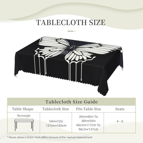PAQOLSMCKR Tischdecke, rechteckig, 137 x 182 cm, Motiv: A schwarz-weißer Schmetterling, wasserdicht, auslaufsicher, knitterfrei, dekorative Tischdecke für Küche, Camping PAQOLSMCKR Tischdecke, rechteckig, 137 x 182 cm, Motiv: A schwarz-weißer Schmetterling, wasserdicht, auslaufsicher, knitterfrei, dekorative Tischdecke für Küche, Camping von PAQOLSMCKR